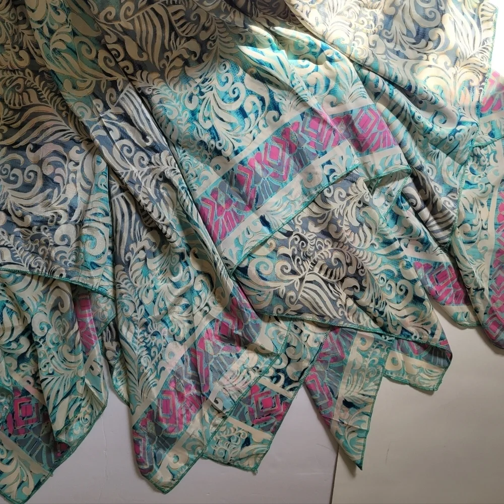 Asymmetrical Silk Boho Dress with Handkerchief Hem - Picture 5 of 16